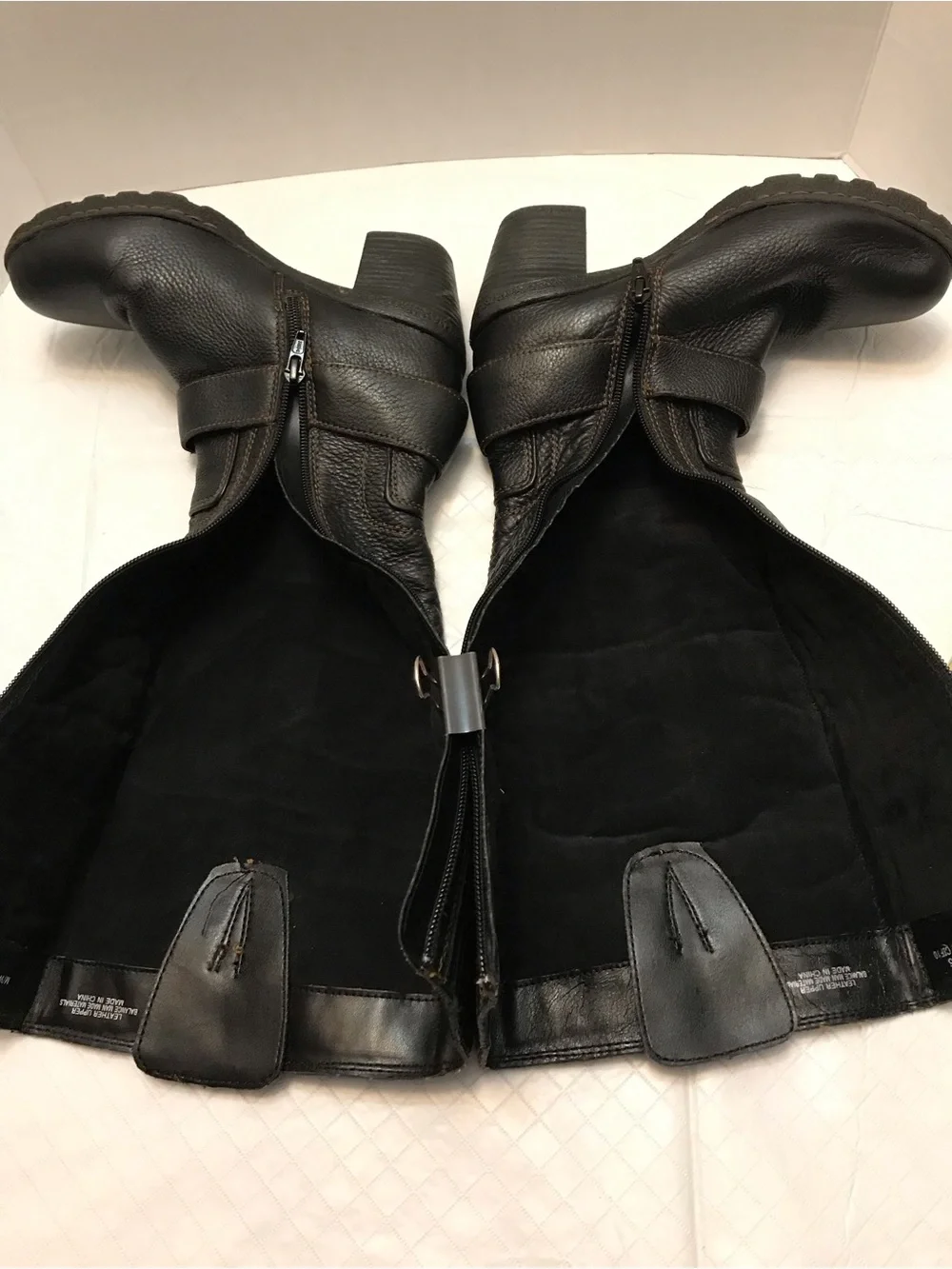 boc Black Over-the-Knee Leather Boots with Buckle Accent